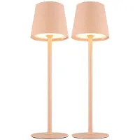 Globo Lighting 2x LED Außen Tischleuchte, Akku, Touchdimmer, pfirsichfarben, H 36 cm