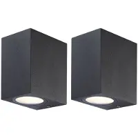 Globo Lighting 2er Set LED Wandleuchte, ALU, dunkelgrau, Glas, H 9,5 cm
