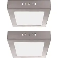 Globo 2er Set LED Deckenleuchte, silber, Glas satiniert, L 12 cm