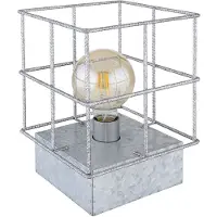 Globo Tischleuchte, quadratisch, Käfig aus Betonstahl-Gitter
