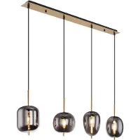 Globo Hängelampe, rauch, 4 Flammig, Messing, Glas, L 110cm