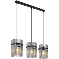 Globo Pendelleuchte, Metall, Glas, rauchfarben, 3 Flammig, H 140 cm