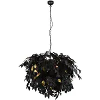 RL Pendelleuchte, 4-Flammig, Blätter, schwarz-gold, D 70 cm