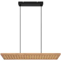 Globo LED Hängeleuchte, Metall, Holz, dimmbar, braun, L 80 cm