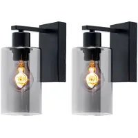 Globo Lighting 2x Wandstrahler, Glas, rauch, schwarz matt, H 23 cm