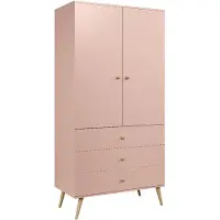 MY-NEST Kleiderschrank 100 cm Altrosa mit Schubladen und Stange Holzbeine Boho Skandi Schrank