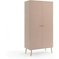 MY-NEST Kleiderschrank 100 cm Macchiato mit Stange und Böden Holzbeine Boho Skandi Schrank