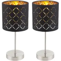 Globo Lighting 2er Set Tisch Lampen schwarz Wohn Schlaf Zimmer Beleuchtung Lese Nacht Lichter Leuchten gold