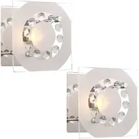 Globo 2er Set Kristall Wandleuchte, Glas, Chrom, H 9 cm