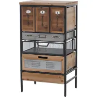 Mendler Apothekerkommode HWC-Q77, Schrank Highboard Schubladen Etikettenhalter Industrial Vintage/Shabby Holz Metall 85x46x35cm