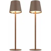 Globo Lighting 2x LED Tischleuchte, braun, Touchdimmer, Akku, H 36 cm