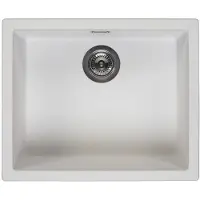 Pure.Sink Küchenspüle 50x40 cm weiß Unterbau, Aufbau Gun Metal Plug
