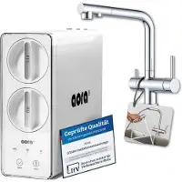 Neues Wasser AORA GT600 Umkehrosmoseanlage Untertisch – 8-Stufen-Filtration, 3-Wege-Armatur, Trinkwasserfilter tanklos, Osmoseanlage, RO + LUNA Chrom