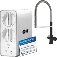 Neues Wasser AORA GT600 Umkehrosmoseanlage Untertisch – 8-Stufen-Filtration, 3-Wege-Armatur, Trinkwasserfilter tanklos, Osmoseanlage, RO + STATEMENT Schwarz