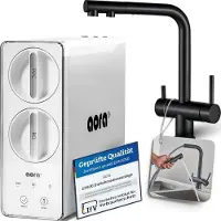 Neues Wasser AORA GT600 Umkehrosmoseanlage Untertisch – 8-Stufen-Filtration, 3-Wege-Armatur, Trinkwasserfilter tanklos, Osmoseanlage, RO + NORA Schwarz