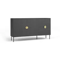 Masseno Kommode AXIS 159,9 cm Sideboard mit 2 Schubladen und 2 Türen für Wohnzimmer Schlafzimmer Modern 159,9x40x87,6 cm Schwarz
