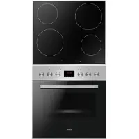 Amica Induktions Herd-Set "EHI 935 611 E", Energieeffizienz: A, silber (edelstahlfarben), Herdsets, Komfortables Kochen und Backen mit übersichtlicher Handhabung, Induktions Herd-Set