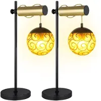 Globo Lighting 2er Set Tischleuchte, schwarz, gold, höhenverstellbar, H 55 cm