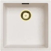 Pure.Sink Küchenspüle 40x40 cm Sandweiß Unterbau, Aufbau mit Gold