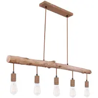 Globo Lighting Hängeleuchte, Holzbalken natur, rostfarben, L 100 cm