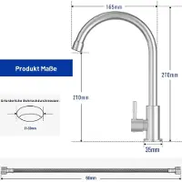 Faizee Home Aqua Cool Premium Kaltwasserarmatur aus Edelstahl für Küche, Bad, Waschküche & Outdoorküche – 360° drehbar, einhebel, rostfrei, modernes Design