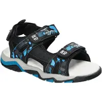 American Club XD189, Kinder Sandalen Klettverschluss Leder-Einlegesohle bequem, Schwarz 29