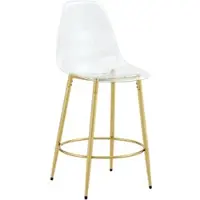 STILVORA Barhocker mit transparentem schwebendem Design, Barhocker-Set 2er-Set mit goldenen Metallbeinen, Barstuhl mit minimalistischem leicht m Design für offene Küchen