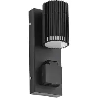 LINDBY Enerio Außenwandleuchte, IP44, GU10, schwarz, Steckdose, Aluminium - , Enerio, dimmbar, Schwarz, Aluminium, Modern