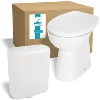 Calmwaters Stand-WC Elements Wellness 7cm Erhöht Spülrandlos Weiß Set WC-Sitz Spülkasten 99000187