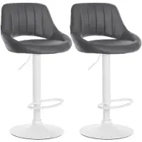 CLP 2er Set Barhocker Milet Kunstleder höhenverstellbar drehbar mit Rückenlehnen grau Material Gestell Metall matt weiss