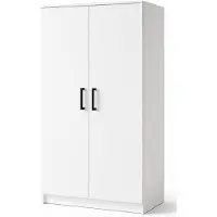 Stylmeble24 Kleiderschrank 2-türig – 90 cm Weiß Matt