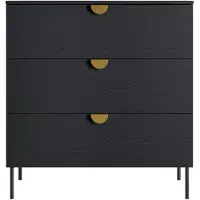 Masseno Kommode FRAYN 100 cm Sideboard mit 3 Schubladen für Wohnzimmer Schlafzimmer Modern 100x40x107 cm Graphitfarben