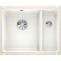 BLANCO SUBLINE 350/150-U, Keramik PuraPlus, kristallweiß glänzend, Hauptbecken links, ohne Ablauffernbedienung