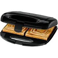 Clatronic ST 3814 Sandwichmaker für quadratische Sandwichplatten, Sandwichtoaster mit Backblech, Sandwichmaker bis 820 Watt, Antihaftbeschichtung