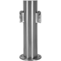 Jardinion Steckdosensäule 2 Steckdosen 7,6cm x 11,8cm x 30cm Edelstahl Silber