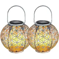 Globo 2x LED Solarleuchte, Kugel, Geflecht, silber-antik, H 29 cm