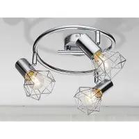 Meine Wunschleuchte Industrial LED Deckenstrahler Gitterlampen, 3 Drahtgeflecht Lampenschirme Silber