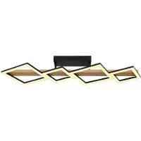 Globo LED Deckenleuchte, Holz, Quadrate schwarz, L 92 cm