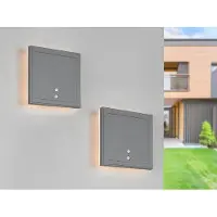 Meine Wunschleuchte 2er SET Akku Außenwandleuchten mit Bewegungsmelder per USB aufladbar 14 x 14cm