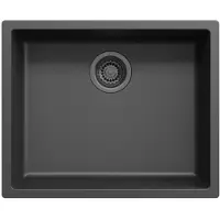 Pure.Sink Schwarze Spüle 50 x 40 cm, für Unter- und Aufsatzmontage, mit Abflussstopfen in Gunmetal-Optik 1208968038