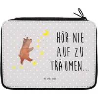 Mr. & Mrs. Panda Federmappe Bär Träume - Grau Pastell - Geschenk, Teddy, Schlampermäppchen, Träumen, Traumdeutung, Bleistiftetui, Etui, Traum, Mäppchen, Schulmäppchen