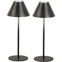 Fischer Leuchten 2er Set LED Tischlampe, Touchdimmer, Akku, 2 Höhen, H 36 cm