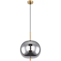 Globo Hängeleuchte, rauch, rund, matt, messing, Glas