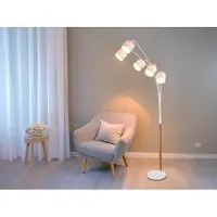 Meine Wunschleuchte Große skandinavische Wohnzimmer Bogenlampe LUVA 5-flammig Stoffschirme Leinen