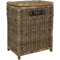 VIVANNO Wäschekorb Rattan CESTO Rechteckig, Natur geflochten - 50x35x66 cm