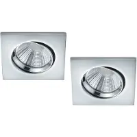 Meine Wunschleuchte 2er Set LED Einbaustrahler Decke eckig schwenkbar dimmbar Chrom glänzend 5,5W