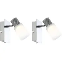 Globo 2er Set LED Wandleuchte, Alabaster Optik, Chrom, L 15,5 cm