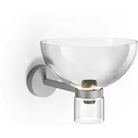 Flos Nocturne Bowl LED-Wandleuchte, silber, Glas, dimmbar - , Nocturne Bowl, dimmbar, Metallisch, für Flurbereich, Aluminium, Design