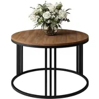 Lookway Runder Couchtisch LORI LOFT, Schwarz / Stirling Eiche