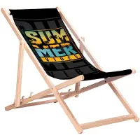 Greenblue Klassischer Liegestuhl aus Buchenholz GB183 mit dem Aufdruck „Summer Vibes“